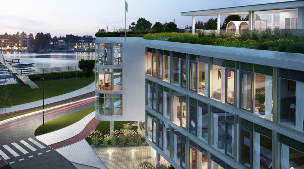 Apartamenty Zatoka Ukiel - wizualizacje FRAME STUDIO , projekt: PATALAS OLSZTYN