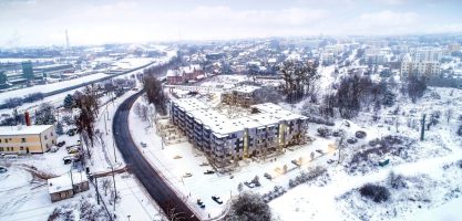Wizualizacja budynku zimą Chojnice ul. Gdańska